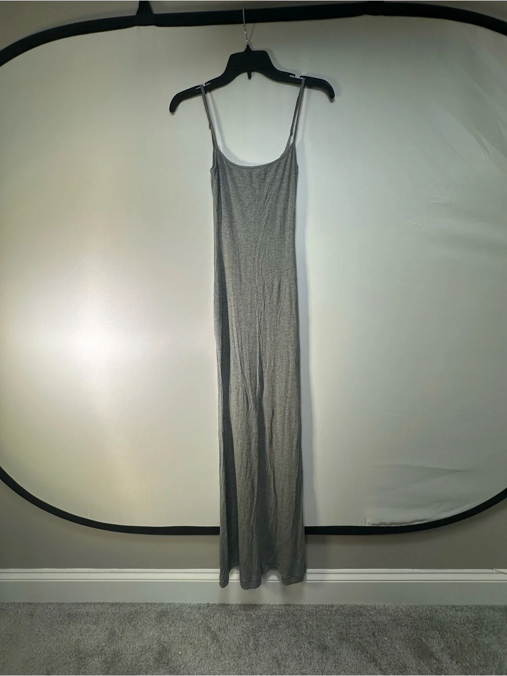 SKIMS Grey Ribbed Spaghetti-Strap Maxi Dress - Picture 2 of 5